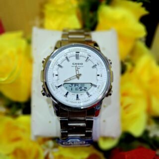 Casio General AMW-880D-2A1V Silver White Steel Band Men Watch