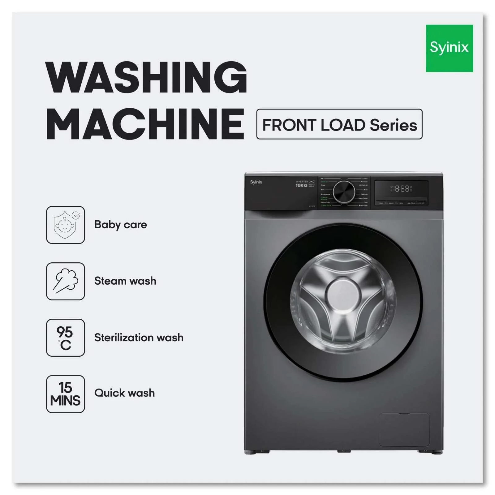 Syinix washing machine 10kg front load