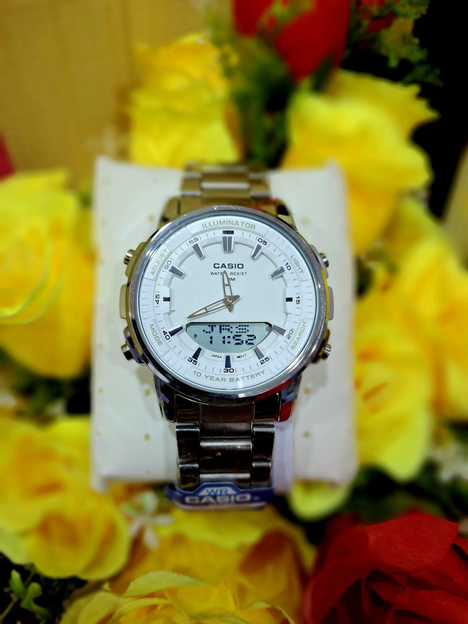 Casio General AMW-880D-2A1V Silver White Steel Band Men Watch