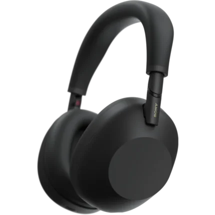 Sony WH-1000XM6 black over-ear headphones viewed at an angle