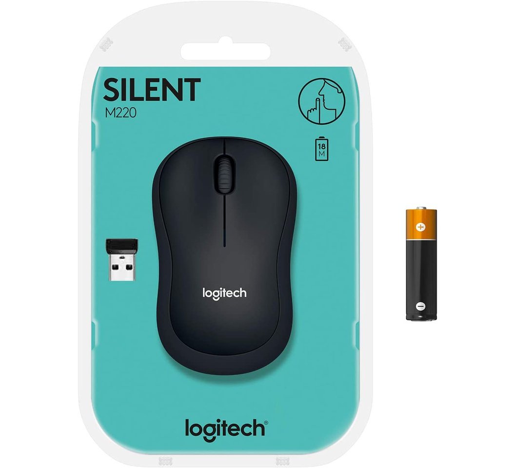 Logitech M220 Silent Mouse, Wireless Black@2x Logitech M220 Silent Mouse, Wireless Black