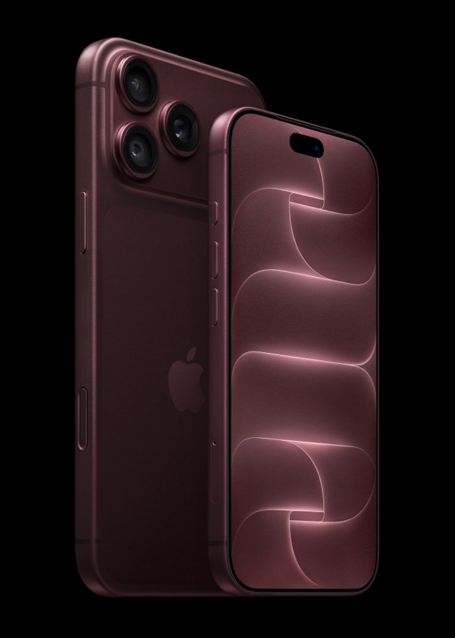 Apple iPhone 18 Pro in Burgundy finish, front and rear view