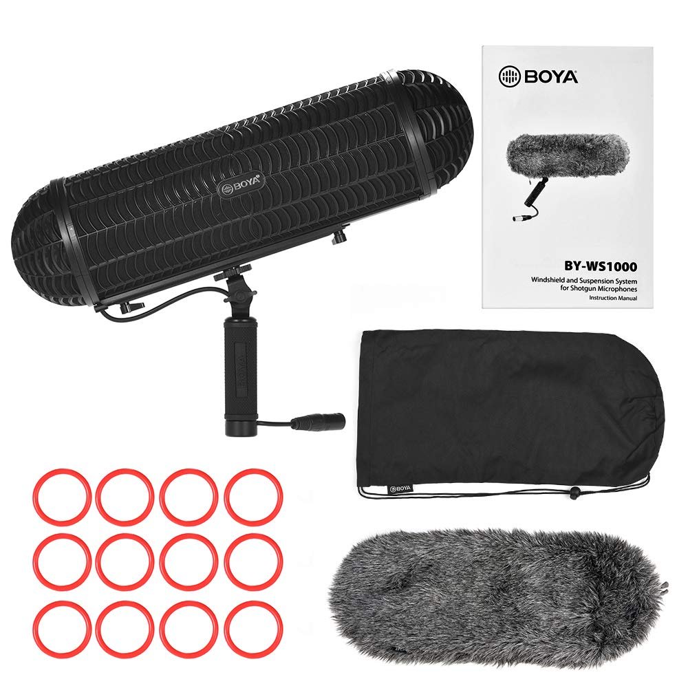 BOYA BY-WS1000 shotgun microphone windshield BOYA BY-WS1000 professional blimp windshield suspension kit and fur cover