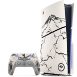PS5 Ghost of Yotei Black Limited Edition 1TB console and matching DualSense controller official product image