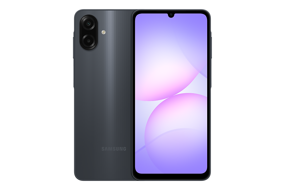 Samsung Galaxy A07s black 4GB 64GB and 128GB official front image