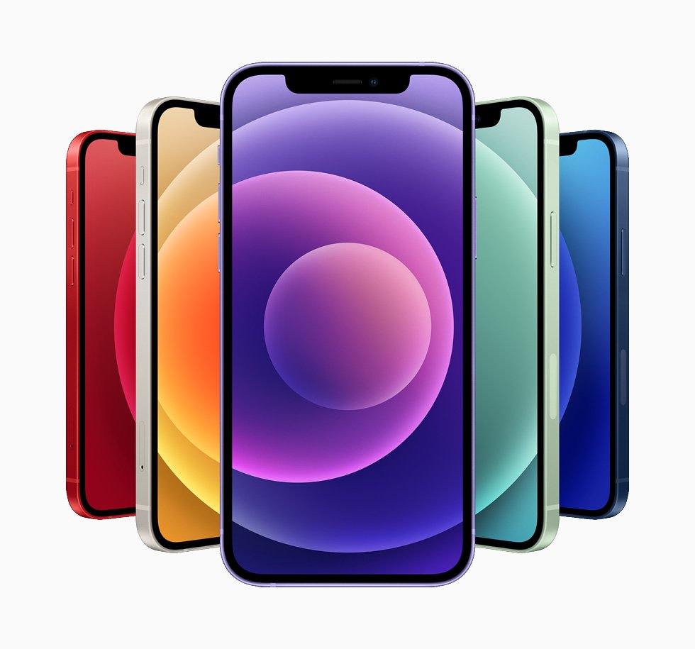 Apple iPhone 12 manufacturer family colours; small and standard models