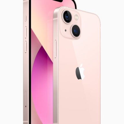 Apple iPhone 13 family front and back official pink finish promotional photograph