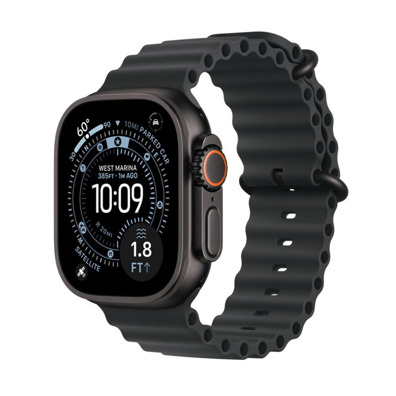 Apple Watch Ultra 3 49mm Black Titanium with Black Ocean Band – main product view