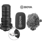 BOYA BY DM200 Lightning microphone front and accessories
