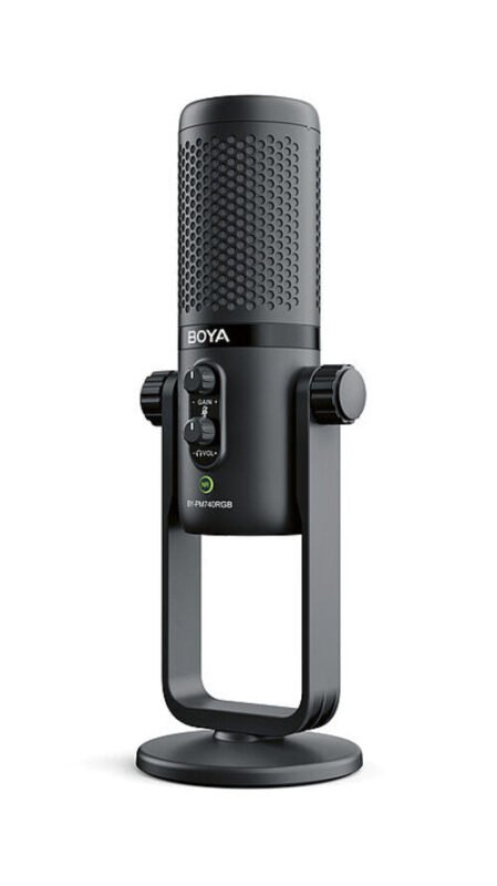 BOYA BY-PM740 USB condenser microphone studio desktop stand front view