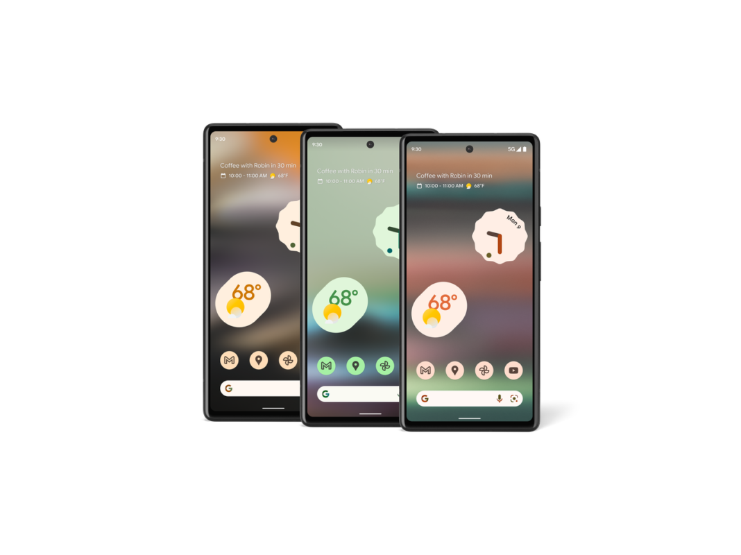 Google Pixel 6a official front and rear views