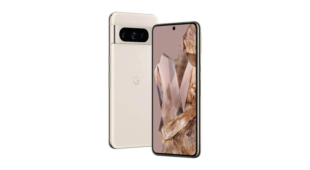 Google Pixel 8 Pro in Porcelain front and rear view