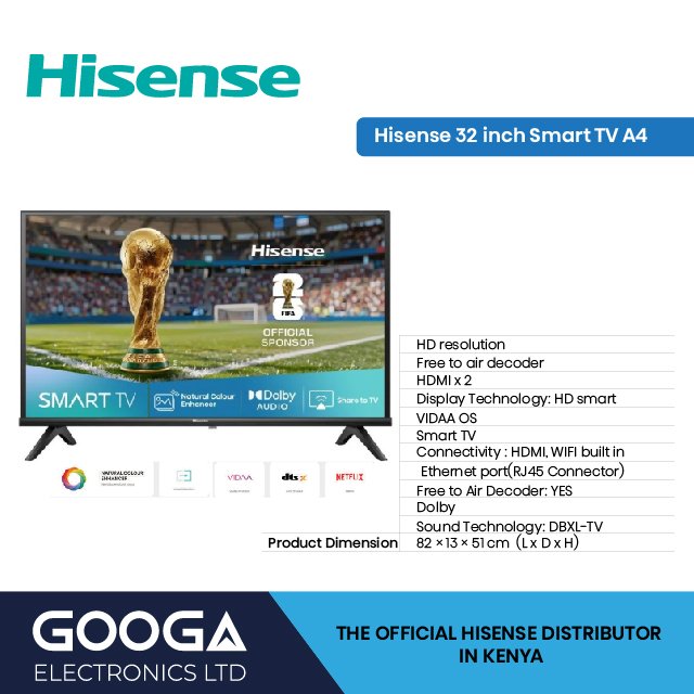 Hisense 32A4QKEN 32-inch Smart Frameless FHD TV