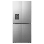 Hisense REF470DR 470 litre four-door refrigerator silver front view