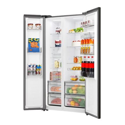 Hisense REF558DR-BG 541L black glass side-by-side refrigerator