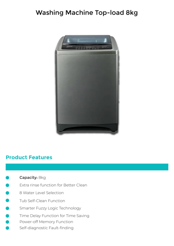 Hisense WT1D8021UT 8kg top-load full automatic washing machine