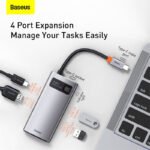 Baseus Metal Gleam 4 Port USB C Hub actual product image