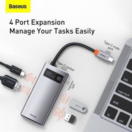 Baseus Metal Gleam 4 Port USB C Hub actual product image
