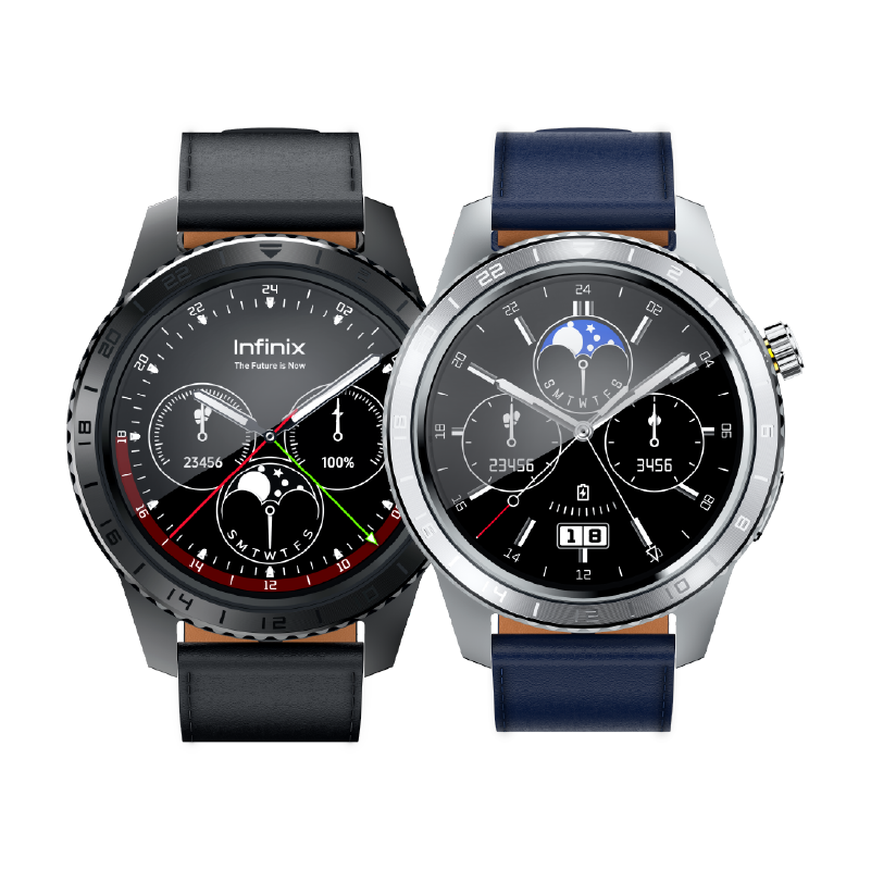 Infinix XWatch N5 Pro XW5E 1.43-inch AMOLED smartwatch in black and silver