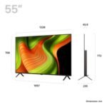 LG OLED55B56LA 55 inch B5 OLED TV exact-model dimensions and side profile manufacturer diagram