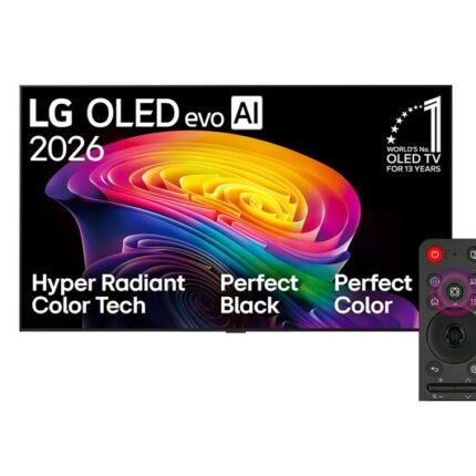 LG OLED77C66LA 77-inch 2026 OLED evo C6 4K Smart TV front view with AI Magic Remote, official LG