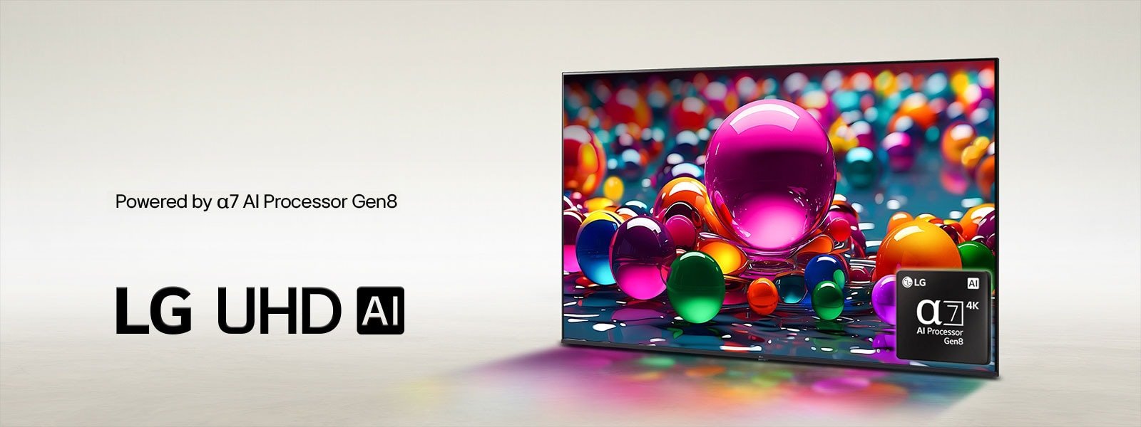 LG 2025 UHD AI television α7 Gen8 processor picture technology, manufacturer illustration not a product chassis