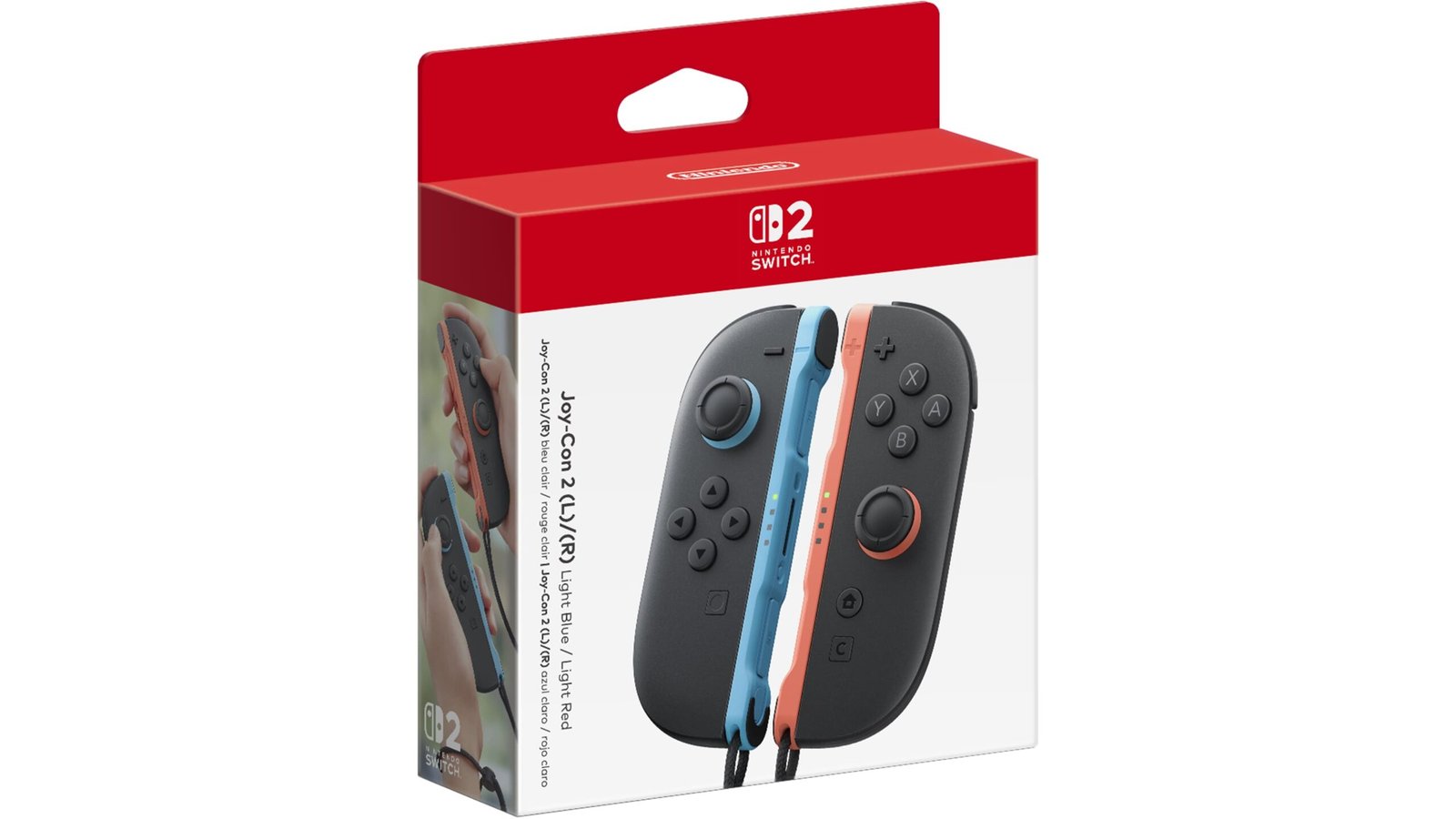Nintendo Switch 2 Joy-Con 2 Official Product Image Nintendo Switch 2 Joy-Con 2 Light Blue and Light Red controller pair official product image