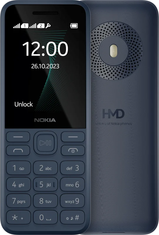 Nokia 130 Dark Blue front and back with physical keypad