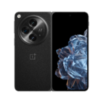 OnePlus Open foldable smartphone in Voyager Black, showing rear triple-camera system and outer display