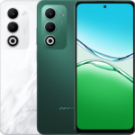 OPPO A5 4G smartphone in Mist White and Aurora Green