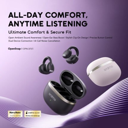 Oraimo OpenSnap OPN-373 open-ear Bluetooth earbuds and charging case