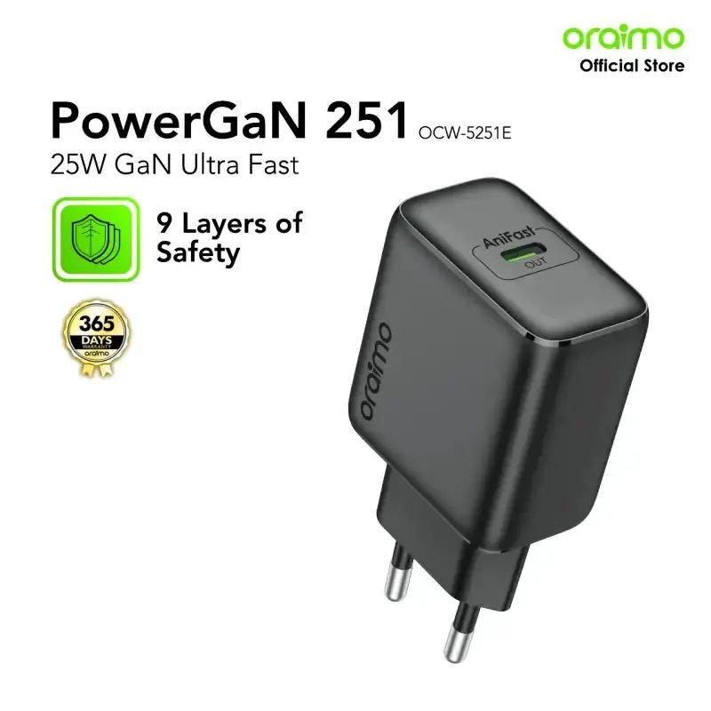 Oraimo PowerGaN 25+1 OCW-5251E Charger Oraimo OCW-5251E official charger or cable product image