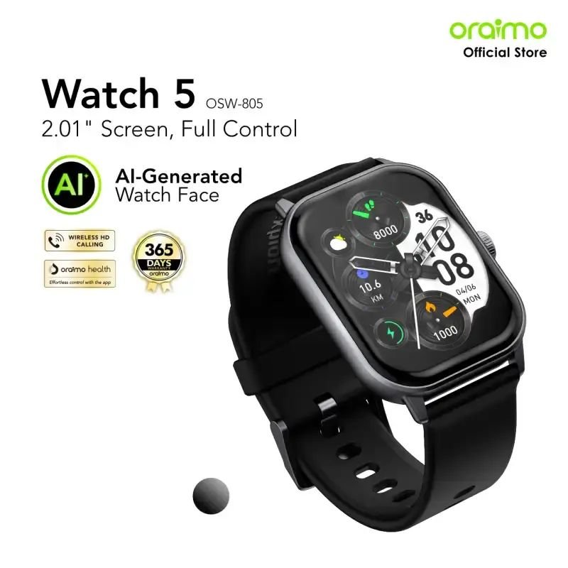 Oraimo Watch 5 OSW-805 square 2.01 inch smartwatch product photograph