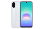 Samsung Galaxy A08 Silver front and rear manufacturer image