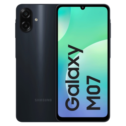 Samsung Galaxy M07 4GB 64GB in black, official Samsung product photo