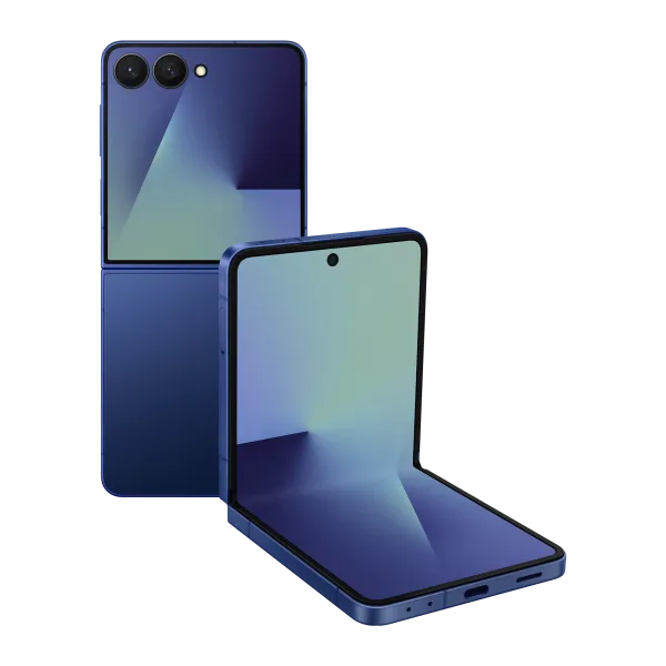 Samsung Galaxy Z Flip7 12GB 512GB Blue Shadow foldable smartphone, official Samsung product photograph Samsung Galaxy Z Flip7 12GB 512GB Blue Shadow foldable smartphone, official Samsung product photograph