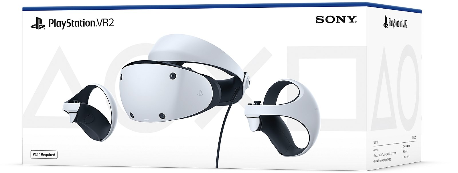 Sony PlayStation VR2 Official Product Image Sony PlayStation VR2 headset and Sense controllers official core package image