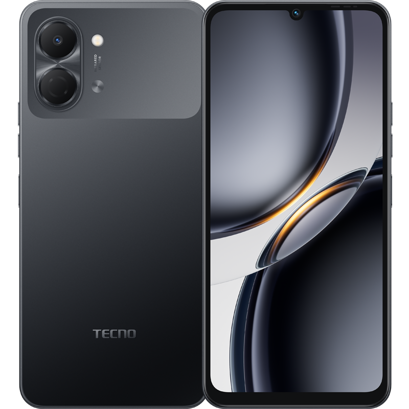 TECNO Spark Go 3 Ink Black smartphone front and rear view