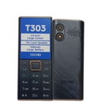TECNO T303 black dual SIM feature phone front and rear view