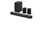 Official LG S40TR 4.1 channel soundbar and rear speaker view 1