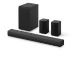 Official LG S40TR 4.1 channel soundbar and rear speaker view 1