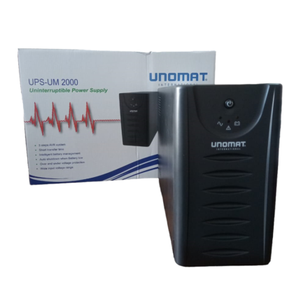 Unomat UPS-UM 2000VA black power backup unit with manufacturer packaging